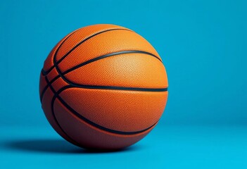 Close-up of basketball on vibrant blue background, healthy, bright