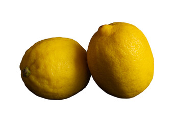 two ripe lemon fruit isolated