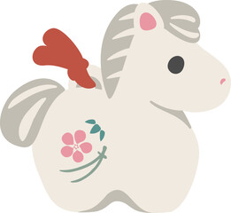 馬　うま　子馬　午　午年　土鈴　年賀　年賀状素材　2026　かわいい　和風モダン　イラスト