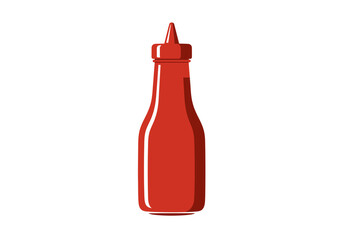 A red ketchup bottle with a pointed cap