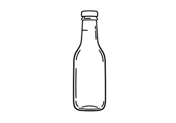 A drawn bottle with a thin neck and rounded body sits centered on a white backdrop