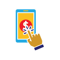 Payment icon. E-commerce. Clicking the dollar symbol on your phone. market, sale, buy. flat design style.