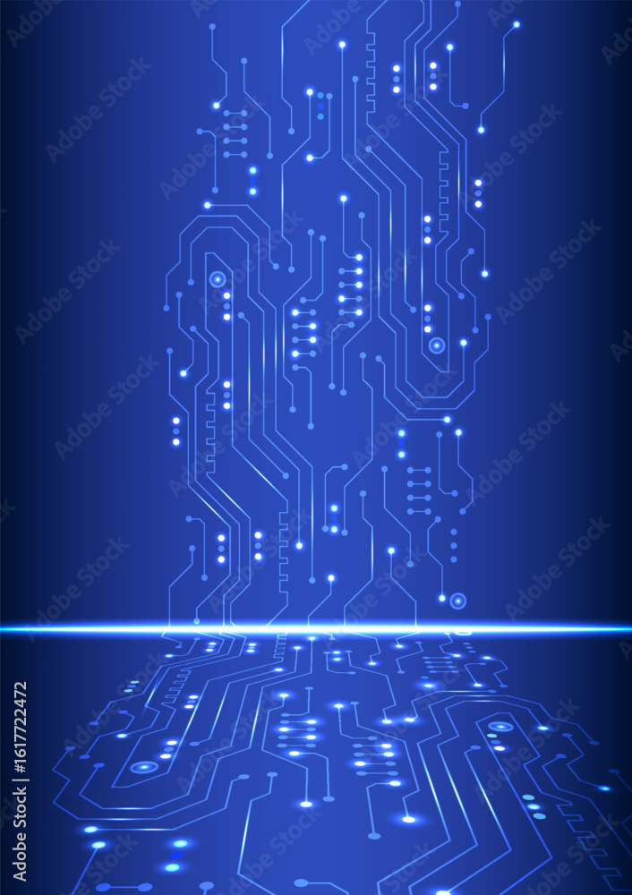 Poster digital technology circuit background. design for circuit futuristic abstract fiber optic quantum an