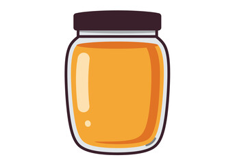 A cartoonstyle jar filled with golden liquid sealed with a dark brown lid