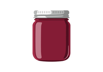 A maroon liquidfilled mason jar with a silver ridged lid against a white background