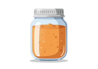 An illustration of a jar filled with orange liquid covered by a gray lid