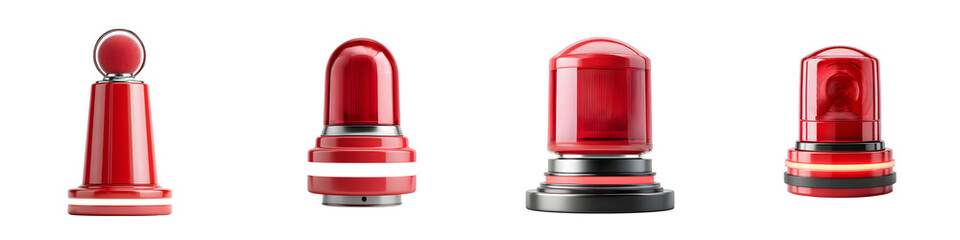 Emergency Warning Lights Set - Red Flashing Beacon Icons