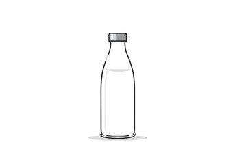 Bottle with liquid inside gray cap simple illustration