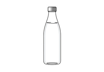 A bottle is filled to a low level with liquid and sealed with a metal cap