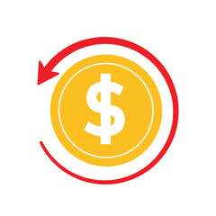 Obraz premium Cashback icon. E-Commerce and Promotions. Dollar coin with circular arrow. market, sale, buy. flat design style.