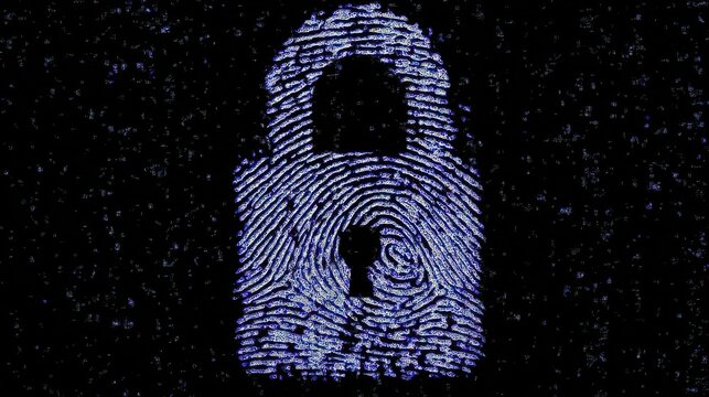 Cybersecurity awareness digital lock with fingerprint pattern online security technology abstract enhanced digital safety concept - Powered by Adobe