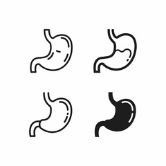 Fototapeta premium Four stylized illustrations of a human stomach, showcasing different representations.