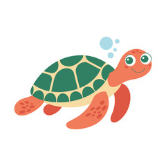 Sea Turtle, vector illustration on white background.