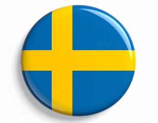 Sweden Flag Button on White Background