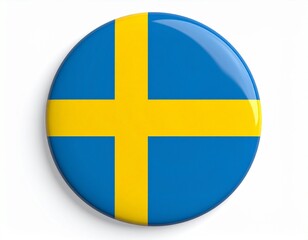 Sweden Flag Button on White Background