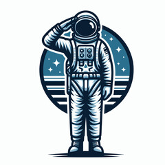 Astronaut in Saluting Pose with Detailed Spacesuit Design