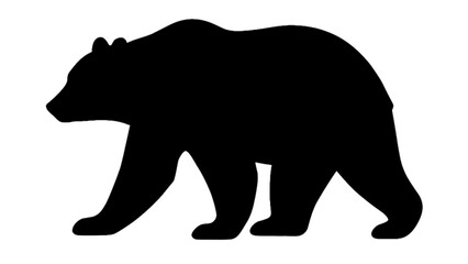 Black bear silhouette isolated on white background