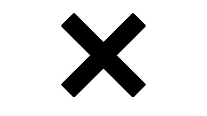 Black cross symbol isolated on white background