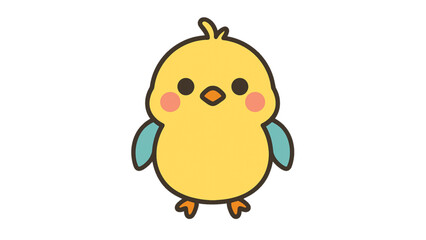Cute cartoon chick isolated on white background