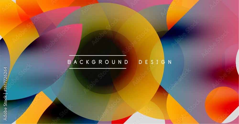 Poster abstract colorful circles overlap creating dynamic visual effect. modern design elements present vib