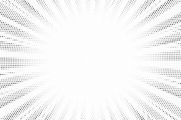 Halftone texture dot radial background, cartoon comic retro pop art dot border, halftone shadow