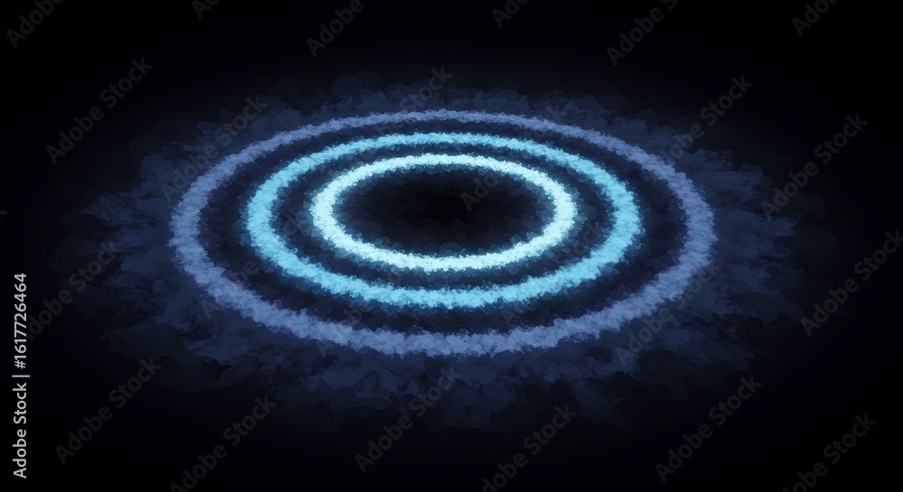 Poster abstract cosmic rings: glowing nebula with circular patterns in deep space