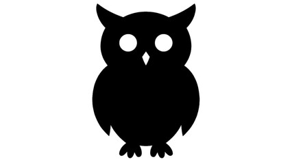 Black owl silhouette icon isolated on white background