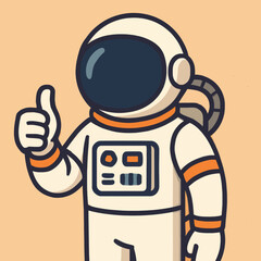 Cheerful Astronaut Giving Thumbs Up, Cartoon Style, Space Exploration Concept. © Ridwan