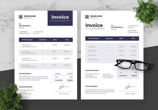 Blue And Black Invoice