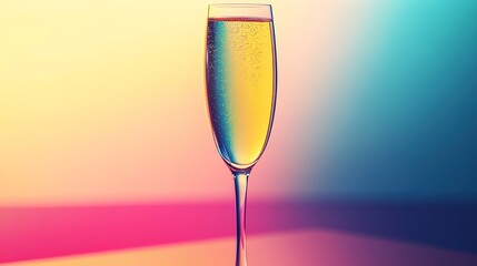 Graphic of a champagne glass with minimal lines and a pop of color.