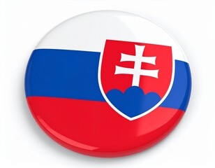Obraz premium Slovakia Flag Button on White Background
