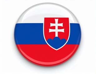Obraz premium Slovakia Flag Button on White Background