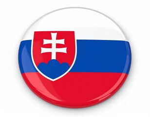 Obraz premium Slovakia Flag Button on White Background