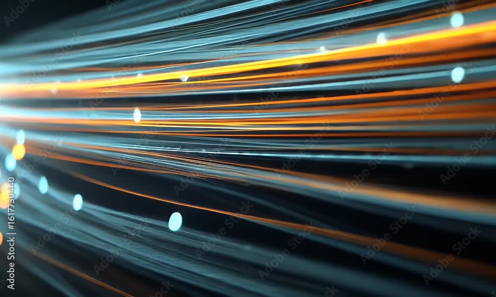 Poster abstract digital background with colorful light streaks and lines moving rapidly in the dark,