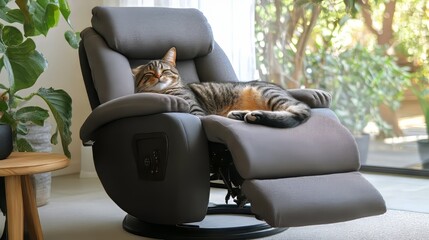 Cat relaxing on recliner