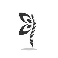 Human spine care icon with shadow