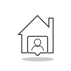 People working from home icon with shadow