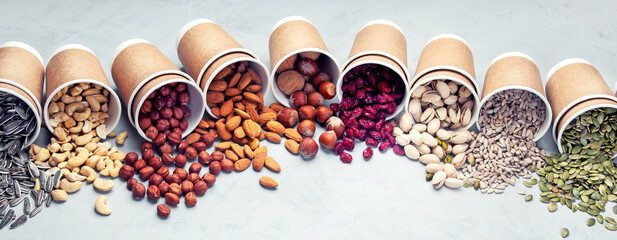 Different types of Nuts in ecofriendly cups
