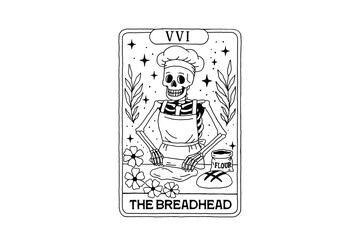 The Breadhead Skeleton Tarot Card Illustration Halloween SVG Design
