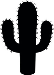 Black saguaro cactus silhouette isolated on white