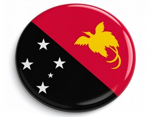
Papua New Guinea Flag Button on White Background
