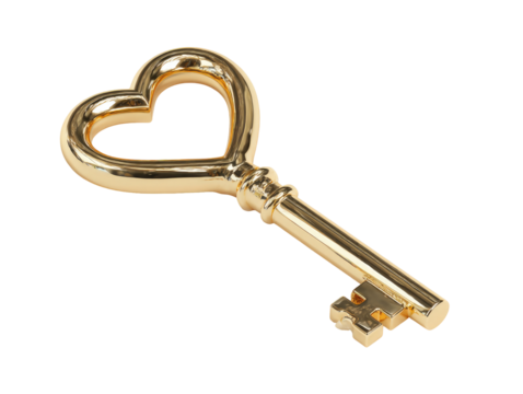 A golden heart-shaped key