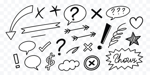 Hand Drawn Sketch Doodle Design Elements Vector Illustration for Creative Projects and Graphic Design Assets Perfect for Education © design png