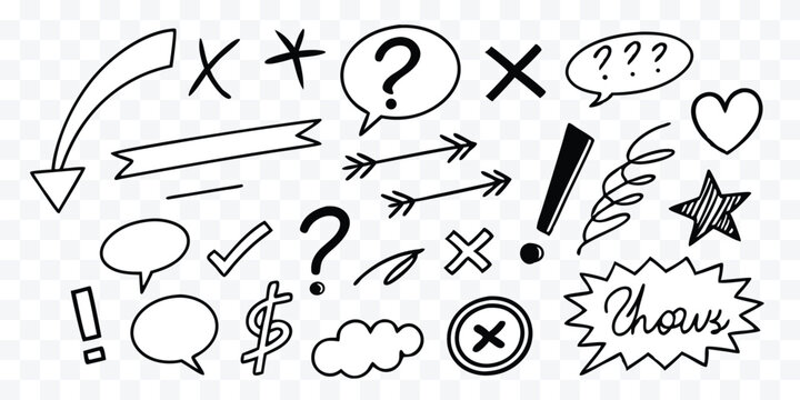 Hand Drawn Sketch Doodle Design Elements Vector Illustration for Creative Projects and Graphic Design Assets Perfect for Education