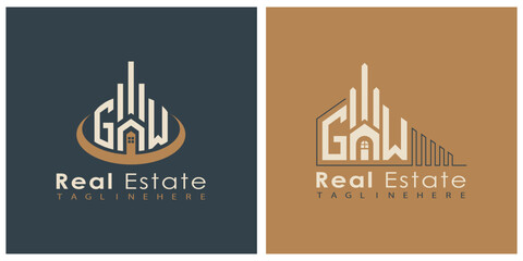 Real Estate Monogram Logo Design – Modern 2-Letter Vector Branding Series (GA to GZ)