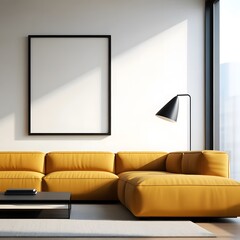 Stylish contemporary living room with large sectional sofa and modern lamp