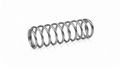 Metallic Spring Coil Isolated on White Background Stock Photo.