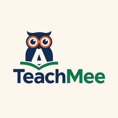 TeachMee Logo &ndash; Stylized Owl Sitting on Book for Educational Branding