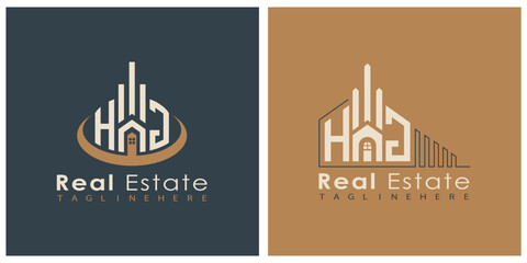 Real Estate Monogram Logo Design – Modern 2-Letter Vector Branding Series (HA to HZ)