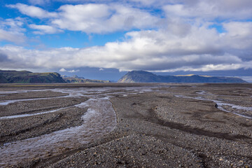 River Blautakvisl in south part of Iceland